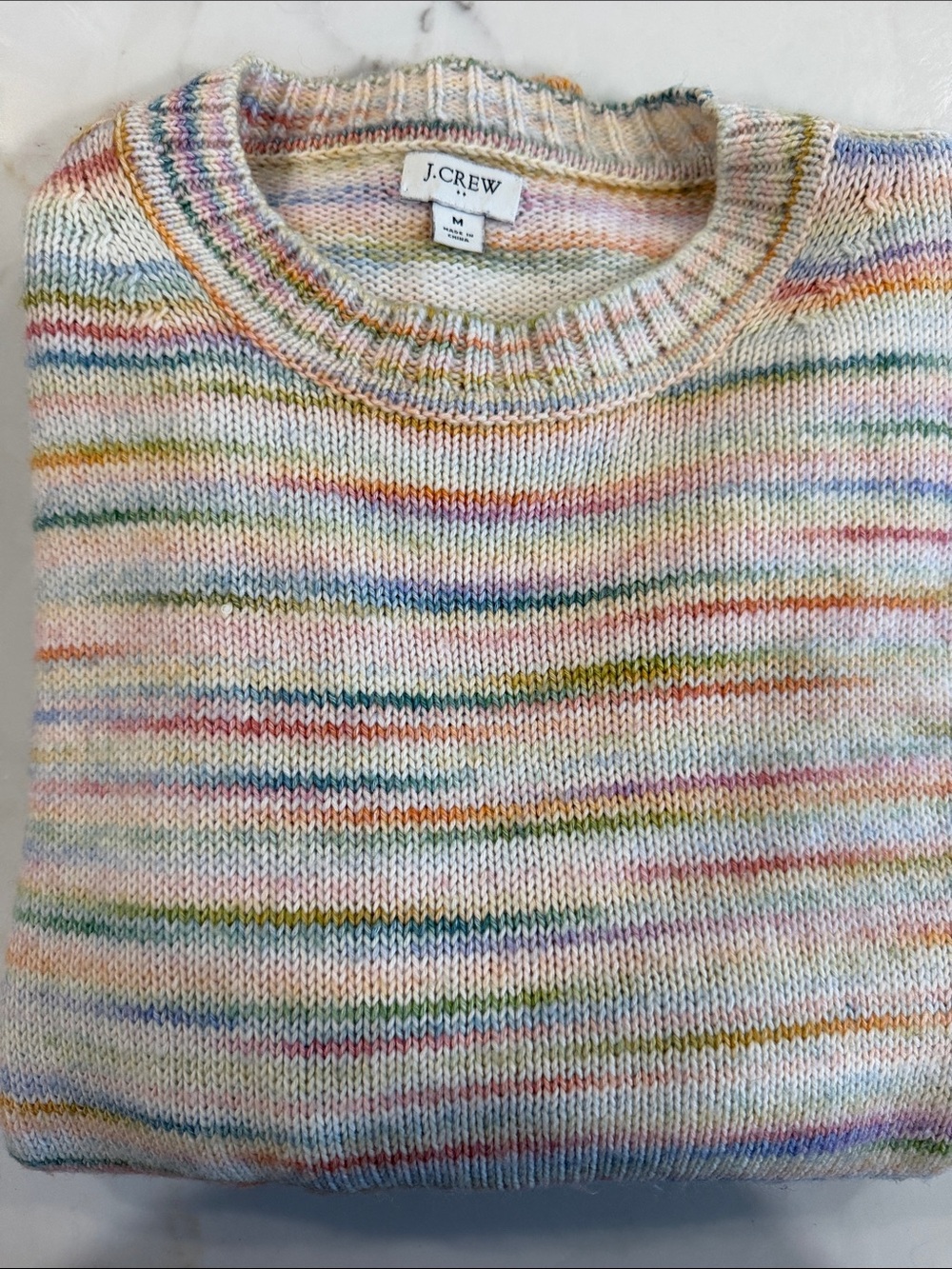 J. Crew Multicolor Pastel Stripe Crewneck Sweater